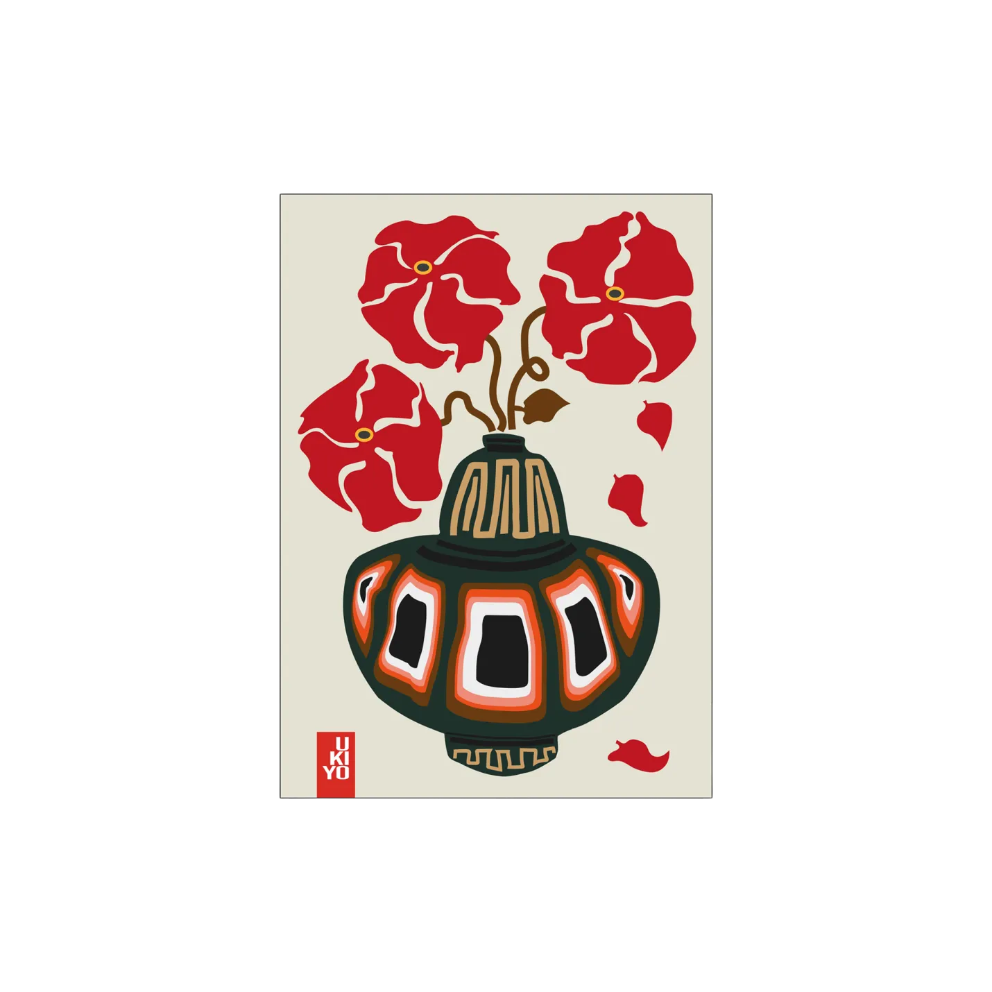 Discount Søstrene Grene Schweiz Poster Ukiyo Vase Flower Greige 50 X 70 Cherry Red