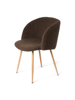 New Søstrene Grene Schweiz Stuhl Mit Teddystoff-Bezug Dark Brown
